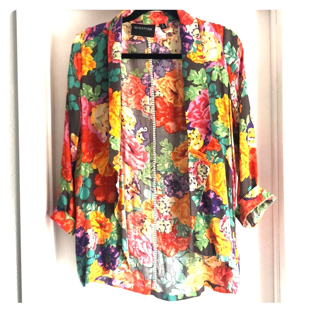 Mink Link Colorful Floral Print Jacket